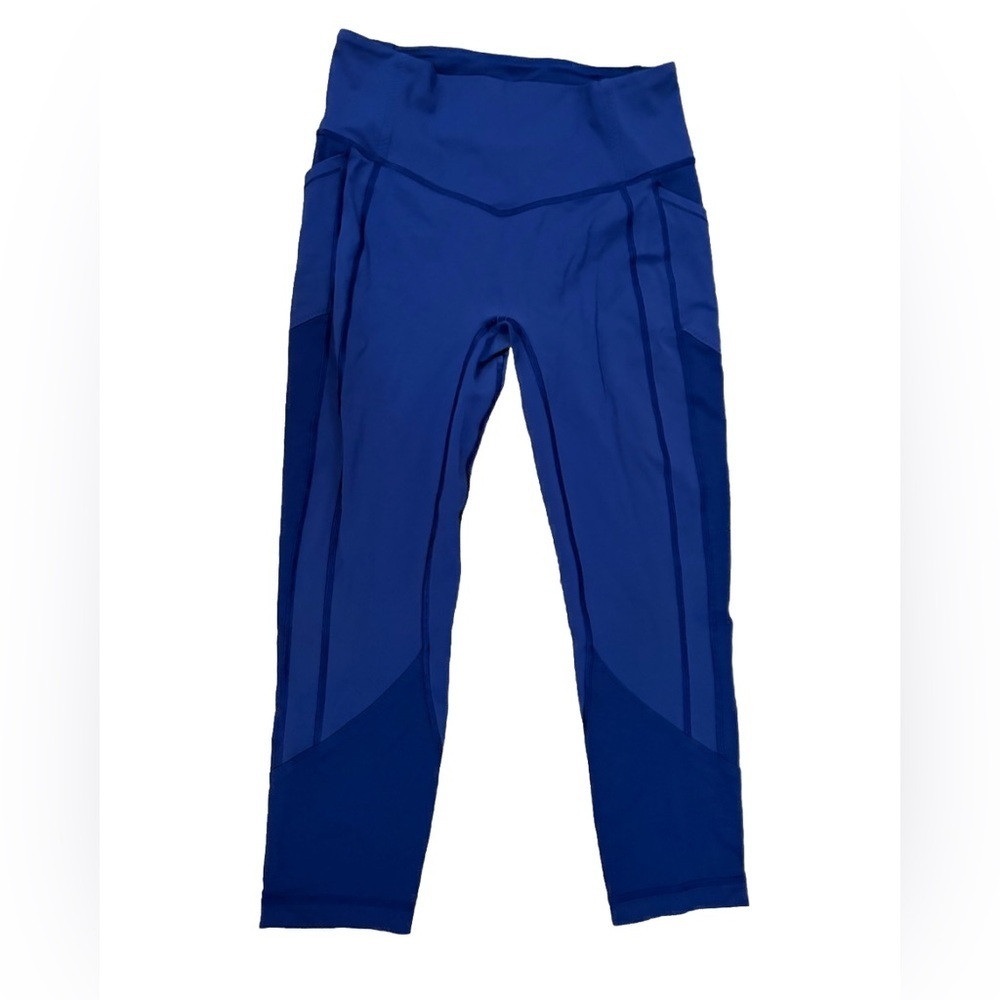 Lululemon Fast & Free Crops Style 10 Navy Blue Pocket Leggings High Rise Running